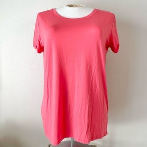 Modcloth Cuff Sleeve Tunic Tee - Coral